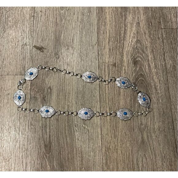 Western Silver and Turquoise Waist Belt - Picture 1 of 2